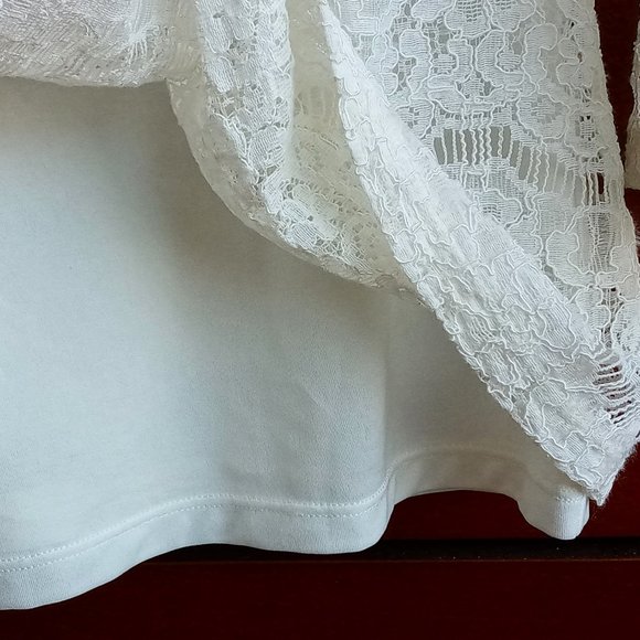 Embroidered Lace top, Ivory/Off-white, 3/4 sleeves - Picture 6 of 9
